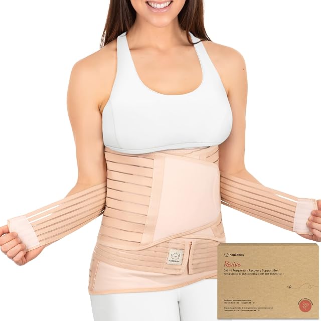 3 in 1 Postpartum Belly Support Recovery Wrap  Postpartum Belly Band, After Birth Brace, Slimming Girdles, Body Shaper Waist Shapewear, Post Surgery Pregnancy Belly Support Band (Classic Ivory, M/L)