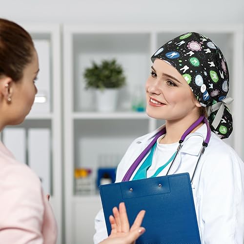 Miniatura 4 de Honoson 6 gorras de dentista para enfermería, gorras ajustables para enfermería, sombreros de enfermera, sombreros de cola de caballo, turbante