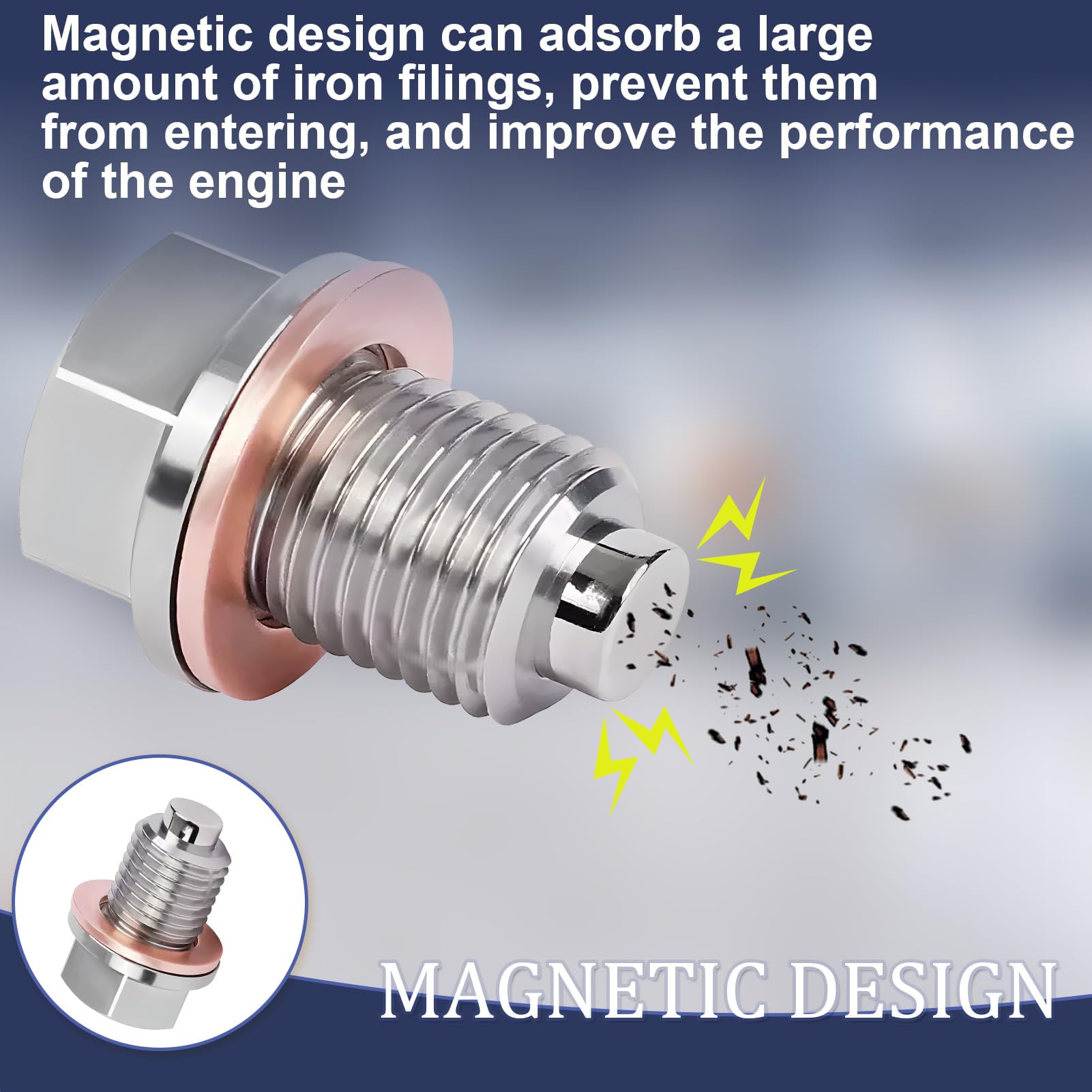 Tappo Di Scarico Dell'Olio Magnetico Dado Di Scarico Della Coppa Magnetica M14 x 1.5 Tappo Scarico Olio Motore con Rondella Di Schiacciamento in Rame Per Tutti Gli Altri Modelli Di Auto