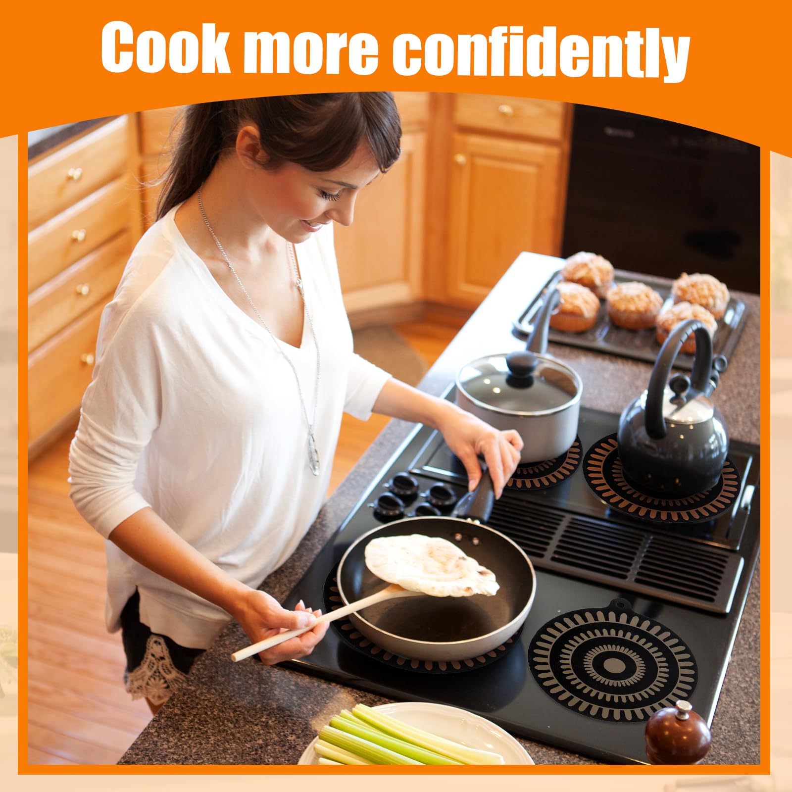 4 Tapis De Cuisson Silicone Pour Plaque Induction - 22cm Et 24cm, Anti-Rayures, Changement De Couleur
