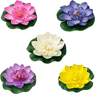 5 Stück Künstliche Seerosen,Schwimmende Blumen Simulation Lotusblume aus Schaumstoff Decor,Eva Schwimmende Wasserlilie 10cm,für Fischteich Aquarium Garten Teich Terrasse