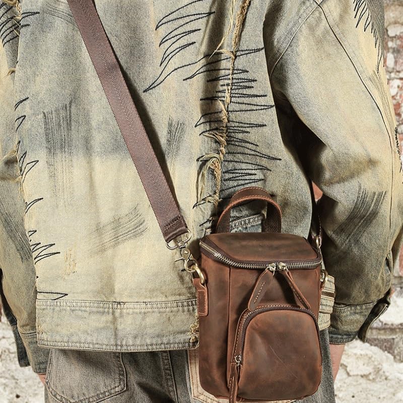 Crossbody Bag Retro Men's Single Shoulder Bucket Casual Commuting Leather