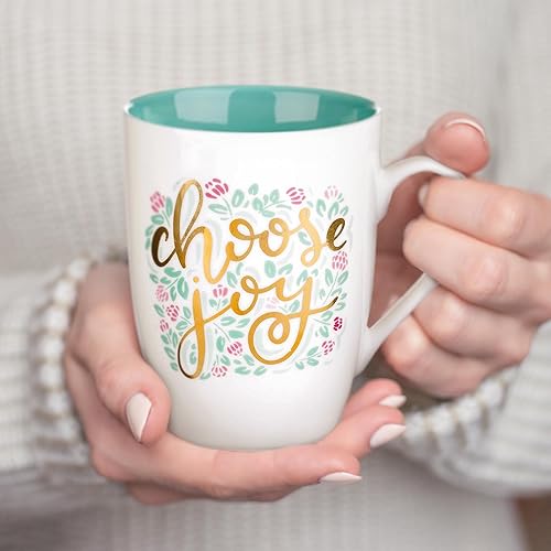 Miniatura 3 de WITH LOVE Taza de café inspiradora para mujer, elige Joy Teal con acentos dorados, taza de cafété motivacional para su cumpleaños, día de la madre,