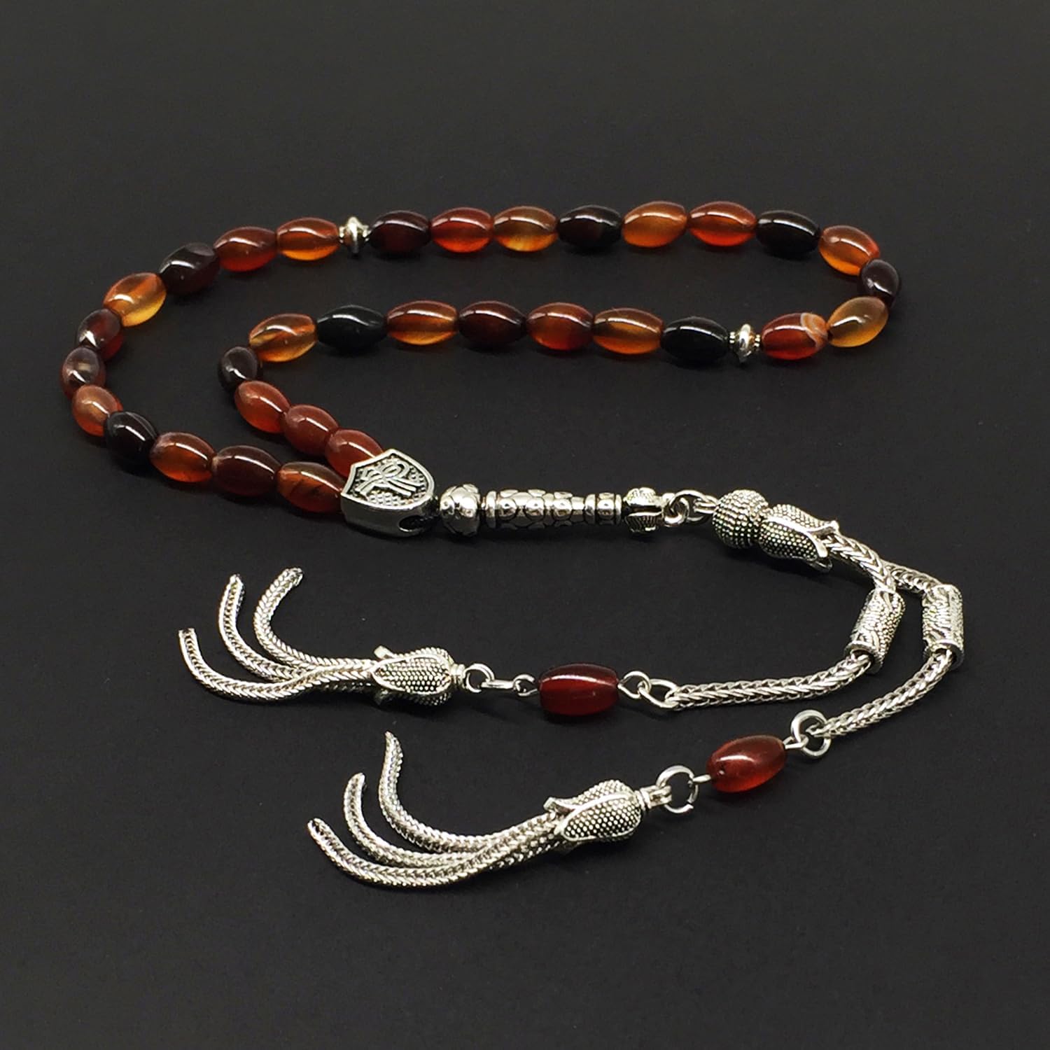 -Passion Collection- (8 mm - 33 Beads) Worry Beads-Prayer Beads-Tesbih-Tasbih-Tasbeeh-Misbaha-Masbaha-Subha-Sebha-Sibha-Rosary (-Red Agate Stone)