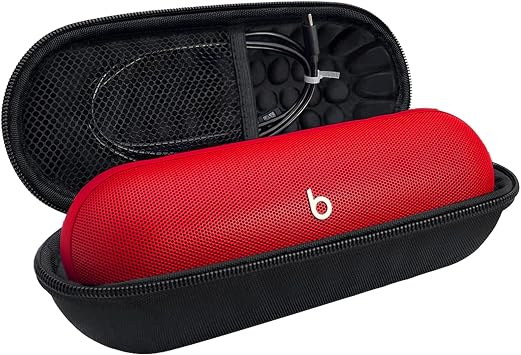 Hard Carrying Case for Beats Pill 2024 Bluetooth Speaker,Shockproof Protective Travel Case with Foam Padding and Mesh Pocket for New Beats Pill Accessories,Black
