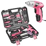 JENABOM Pink 151PCS Tool Kit with 3.6V USB Electric Screwdriver, Cordless Drill Set, Home Tool Set for Women