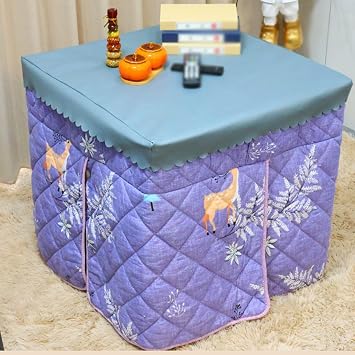 Japanese Stove Desk in Living Room, Japanese Kotatsu Table, Kotatsu Table set, Double-layer Pedal Design, Convenient for Storage Without Taking up Space, Suitable for use in all SeasonsPurple,70*70*7