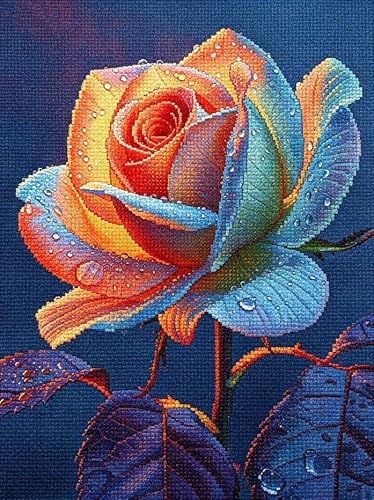 FanZheZhe Cross Stitch Kits for Adults Beginners Stamped 11 Count Counted Stamped Pre Printed Cross Stitch Embroidery Kits DIY Home Decoration Rose 40x50cm