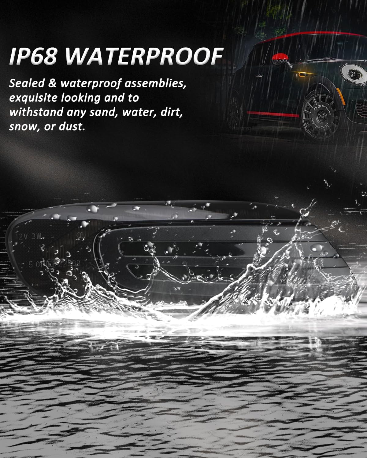 Bestview LED Side Marker Lights Assembly Compatible with Mini Cooper F55 F56 F57 2014-2020, Sequential Blink Amber Light Smoked Lens 2PCS