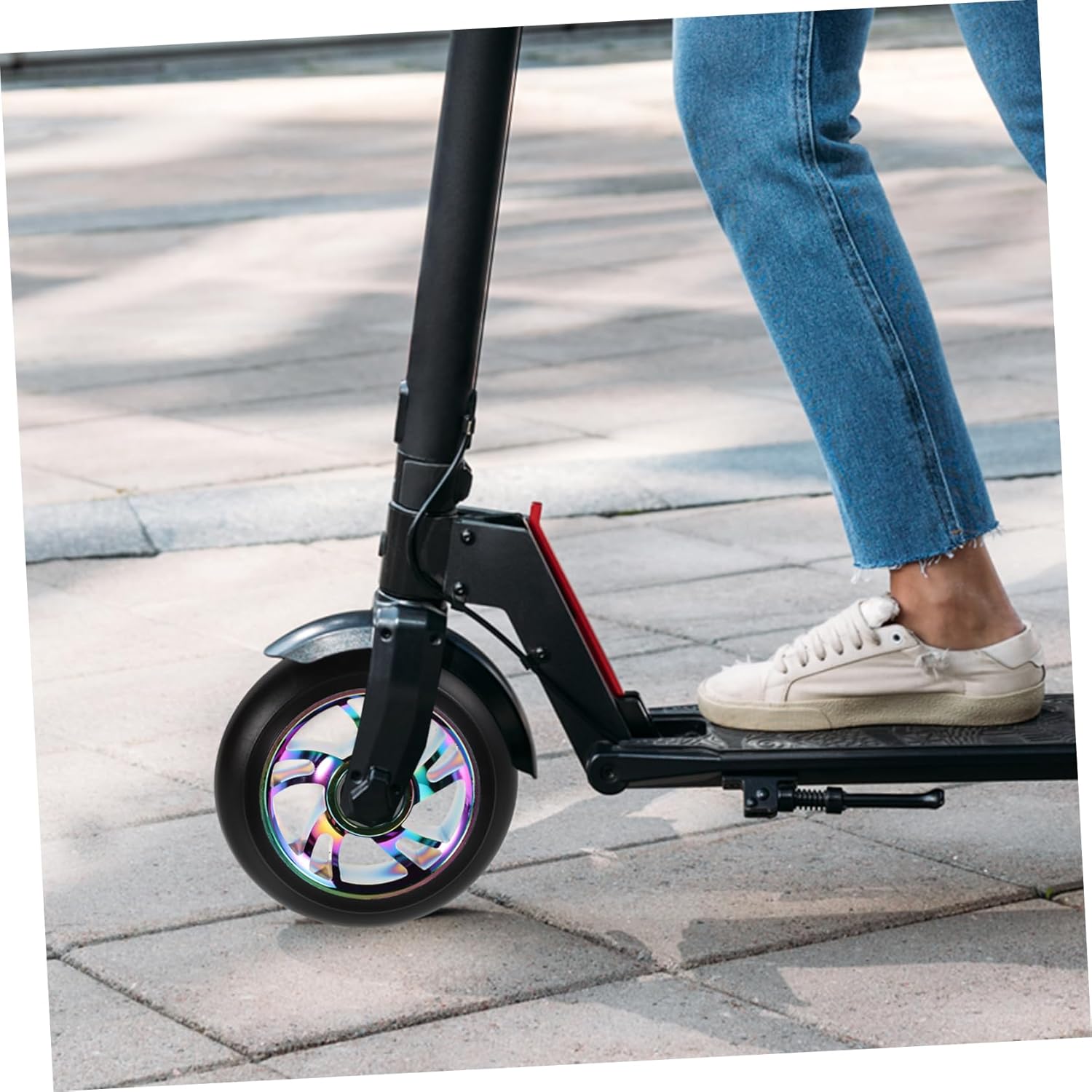 2pcs Led Rear Wheels for Kick Scooter Light-up Scooter Tires Aluminum Alloy Replacement Wheels for Home Outdoor Use