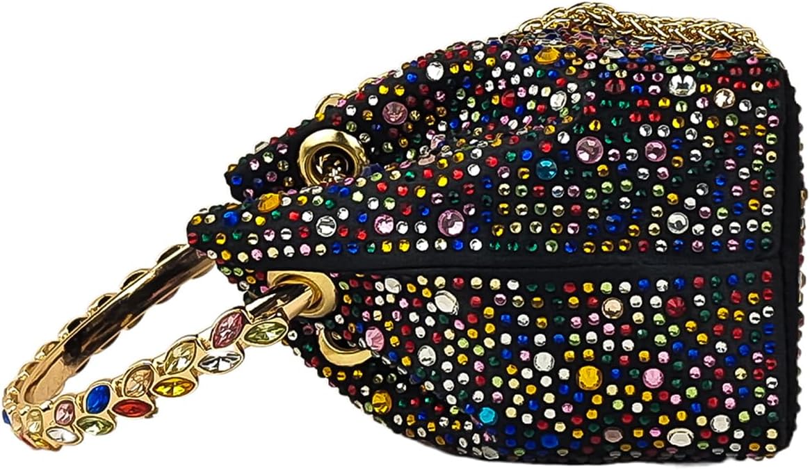 HUANG ZHUANG Colorful Crystal Soft Purse Sparkly Rhinestone Handbag Women Clutch Bling Party Crossbody Bag for Prom Cocktail - Image 3