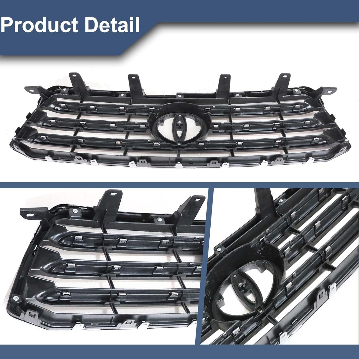 SecosAutoparts Front Upper Bumper Grille Compatible with Toyota Highlander 2008 2009 2010 Replace# 531010E090, TO1200306