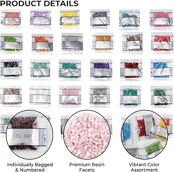 36 Colors Replacement Resin Diamond Beads,2.5mm Round Flat Bottom Rhinestones,5D Art Craft Accessories for Cross Stitch,DIY Painting,Scrapbooking,Nail Art,Greeting Cards