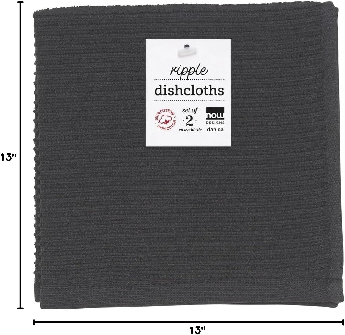 Turkish Cotton Ripple Dishcloth (Set of 12) Color: Black