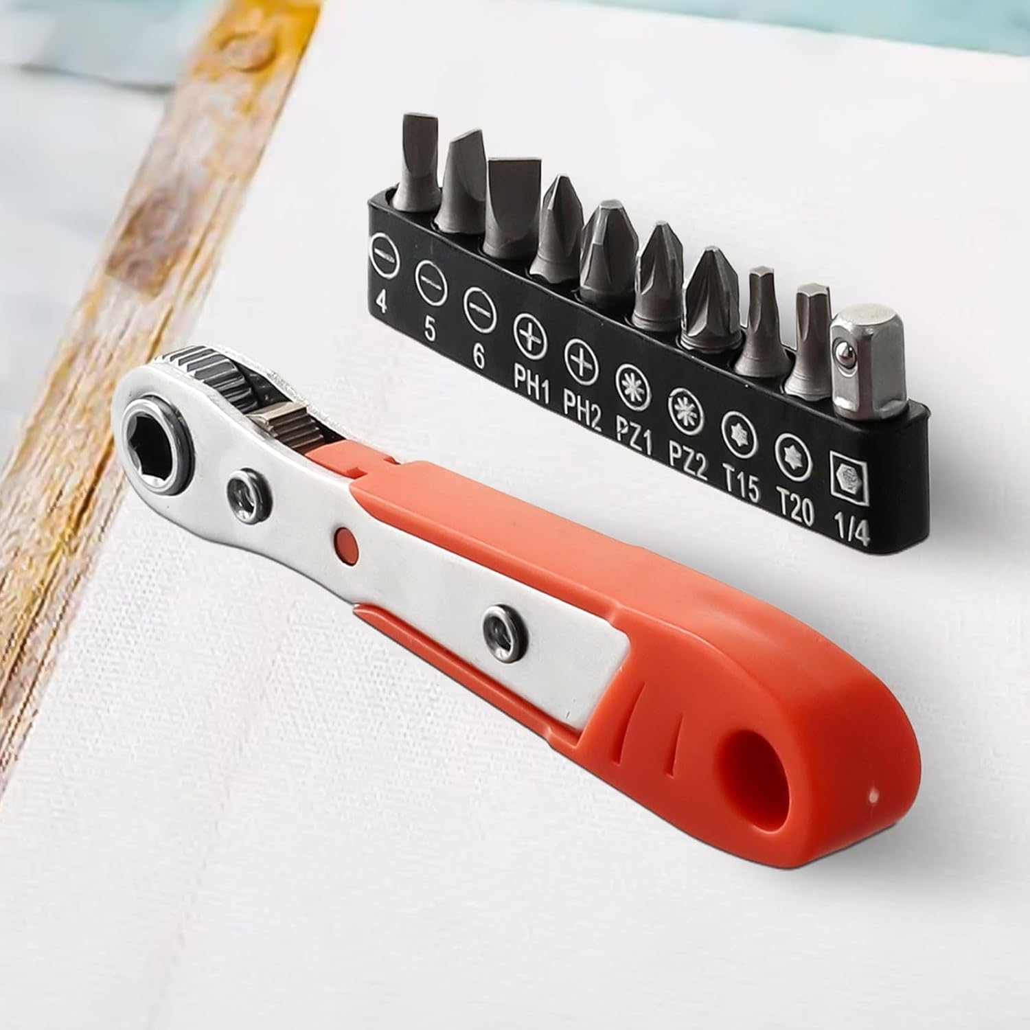 Ratcheting Right Angle Spanner Set with Screwdriver Bits, Chrome Vanadium Steel Wrench Kit for Tight Spaces, Auto Repair, Home Improvement