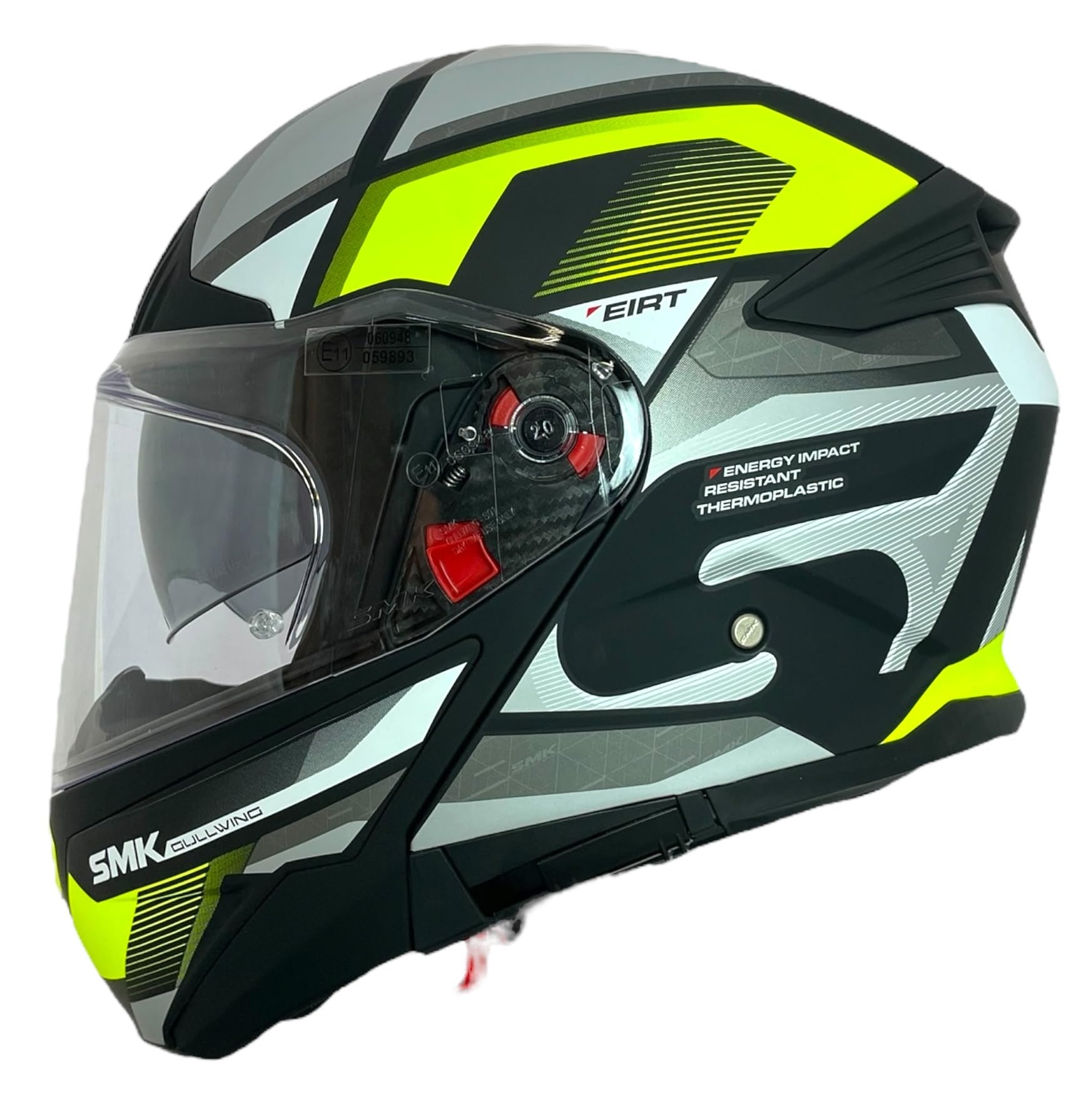 SMK Helmets Casco Modular GULLWING Venture Decorado Mate Blanco Y Amarillo 22.06 con Doble Visor P/J (L 59/60)