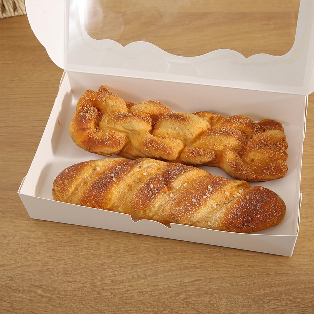 QOKLIYUI Scatola per Biscotti Economica ed Ecologica per Tutte Le Occasioni Confezione di Torte di Carta Scatola per Cupcake Scatola da Forno Facile igienica, Kraft da 10 * 6 * 2 Pollici