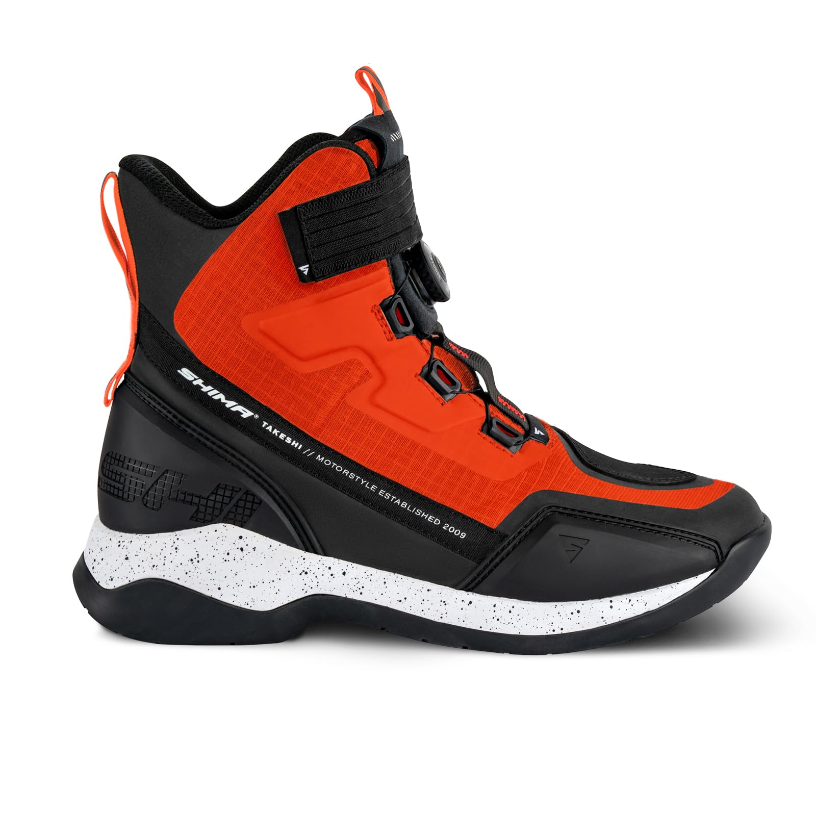 Shima Takeshi Vent, Zapatos de Motocicleta para Hombres - Transpirables, Zapatos de Calle Reforzados con Sistema de Cierre ATOP, Suela Antideslizante, Mango de Cambio de Marchas (Rojo, 43)