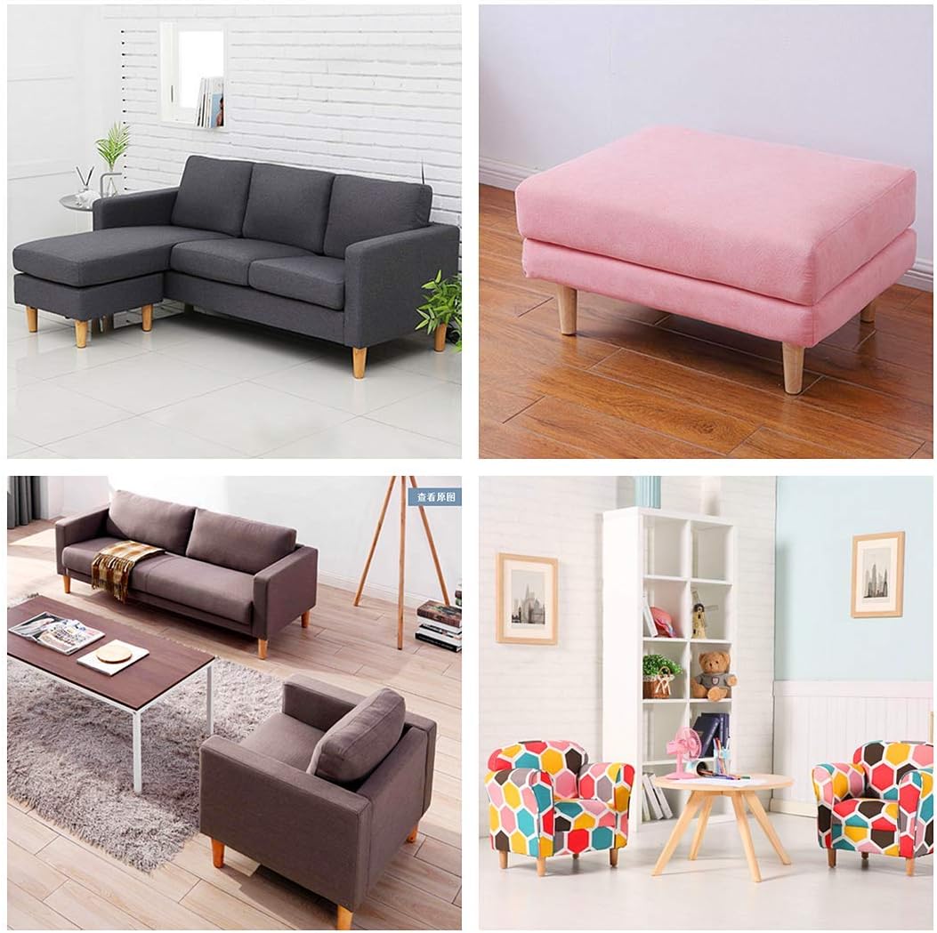 WEICHUAN Round Solid Wood Replacement Sofa Couch Chair Ottoman Loveseat Coffee Table Cabinet Furniture Wood Legs(6" Straight Set of 4)