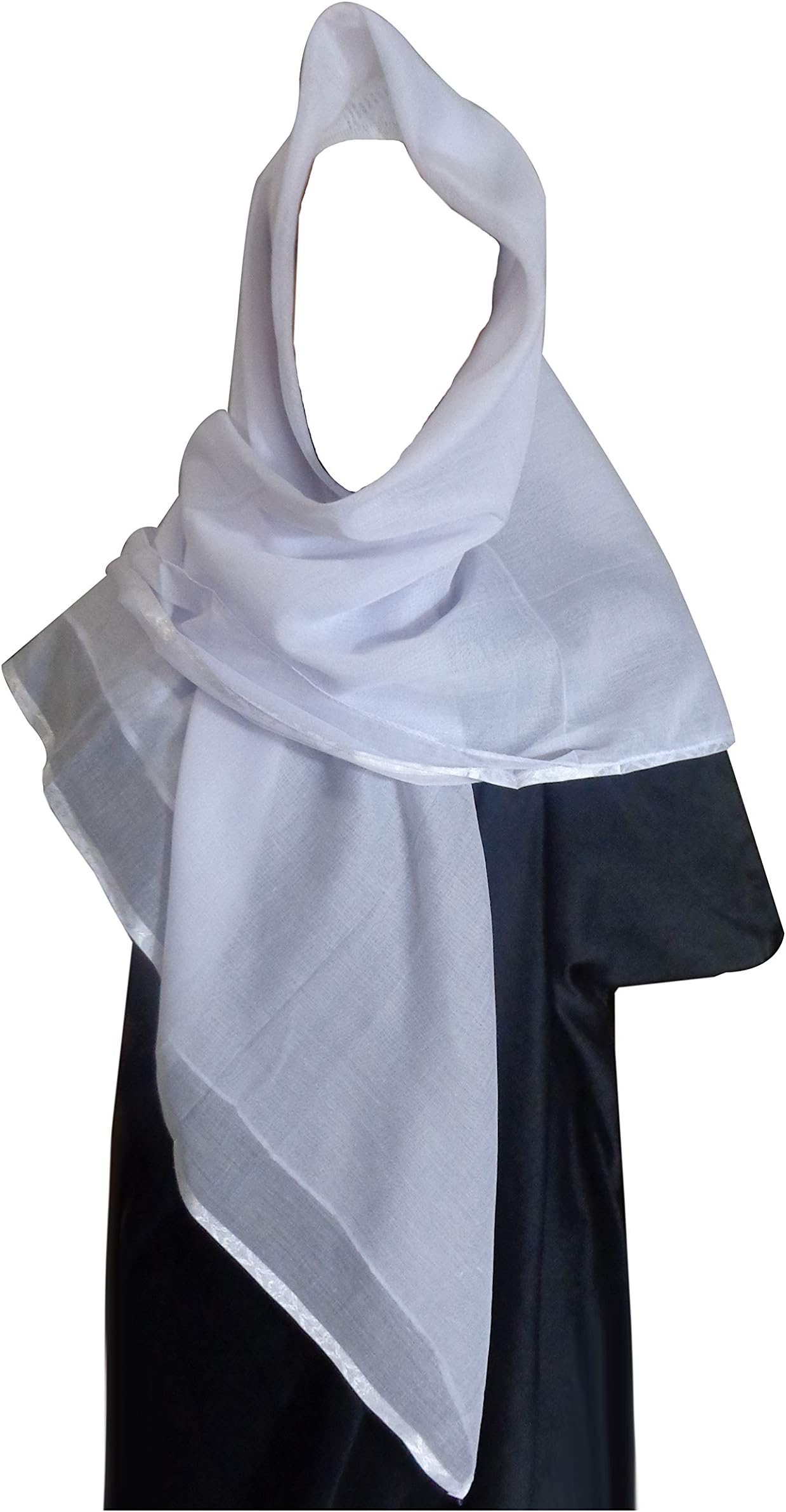 White Shawl Turban Imama Pagri Cloth Muslim Islam Islamic Cotton Salah Slalat Sunnah Arafat Arab Scarf Keffiyeh Kafiya Wrap Head Arabian Arabic Tactical Desert Cord Wrap