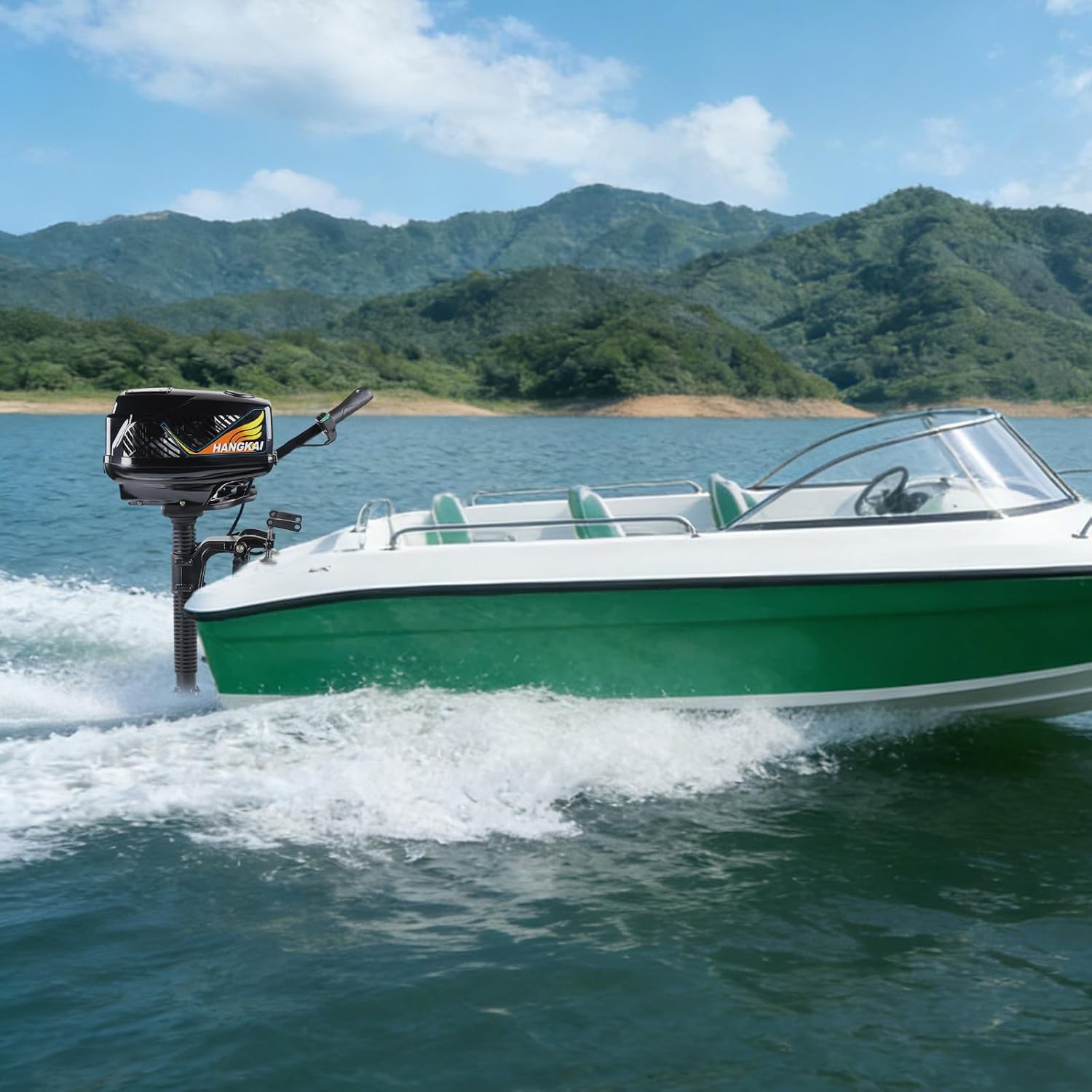 Electric Outboard Engine, 4HP 1000W strong power Heavy Duty Outboard Trolling Motor, 48V 4.0Jet Pure Copper Brushless Motor, 3000-3700rpm Adjustable Speed, 551Lbs Powerful Thrust Short Shaft