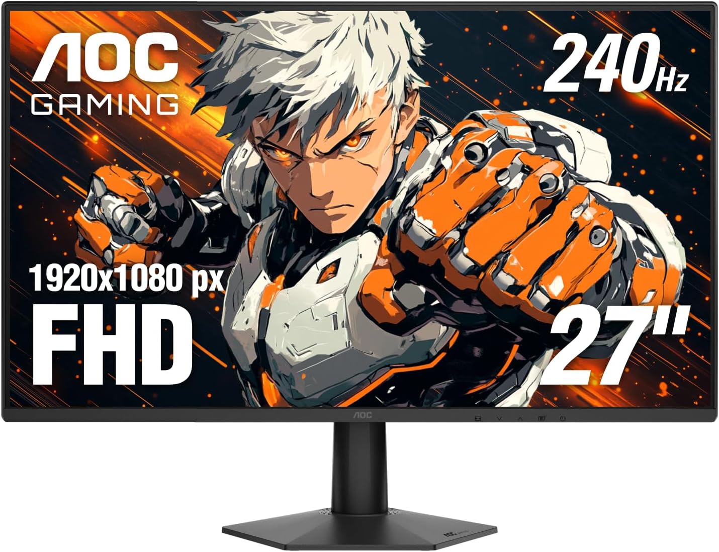 AOC 27G51Z 27 inch Gaming Monitor FHD 1920x1080, 240Hz 0.5ms MPRT, IPS Panel, HDR, 3-Sided Frameless, HDMI 2.0 x1, Display Port x1, 3-Year Zero-Bright-Dot