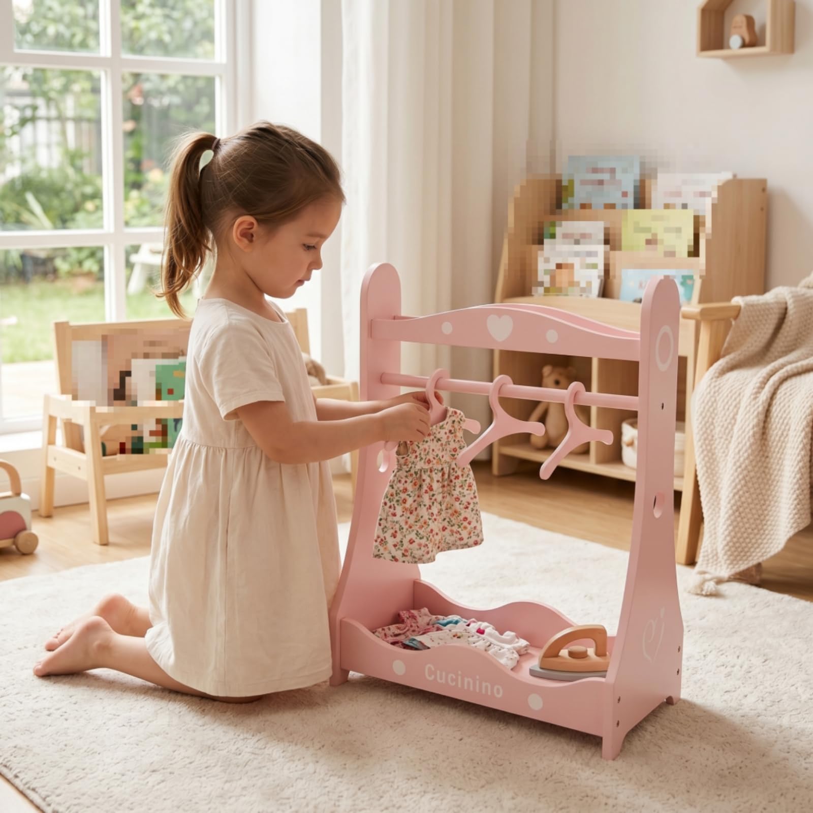 Perchero Muñecas Detalle Color Claro Muebles Casa Muñecas Perchero Rosa Miniatura para Niños