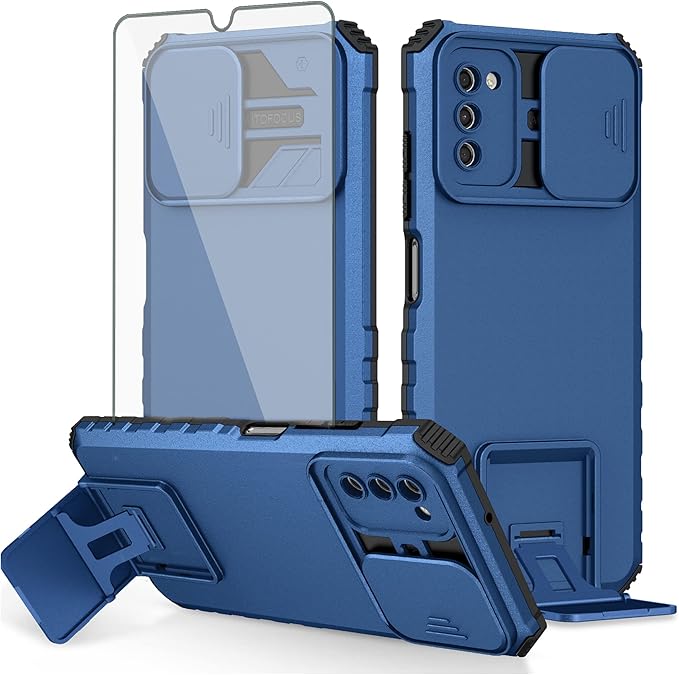 Asuwish Phone Case for Samsung Galaxy A03s with Tempered Glass Screen