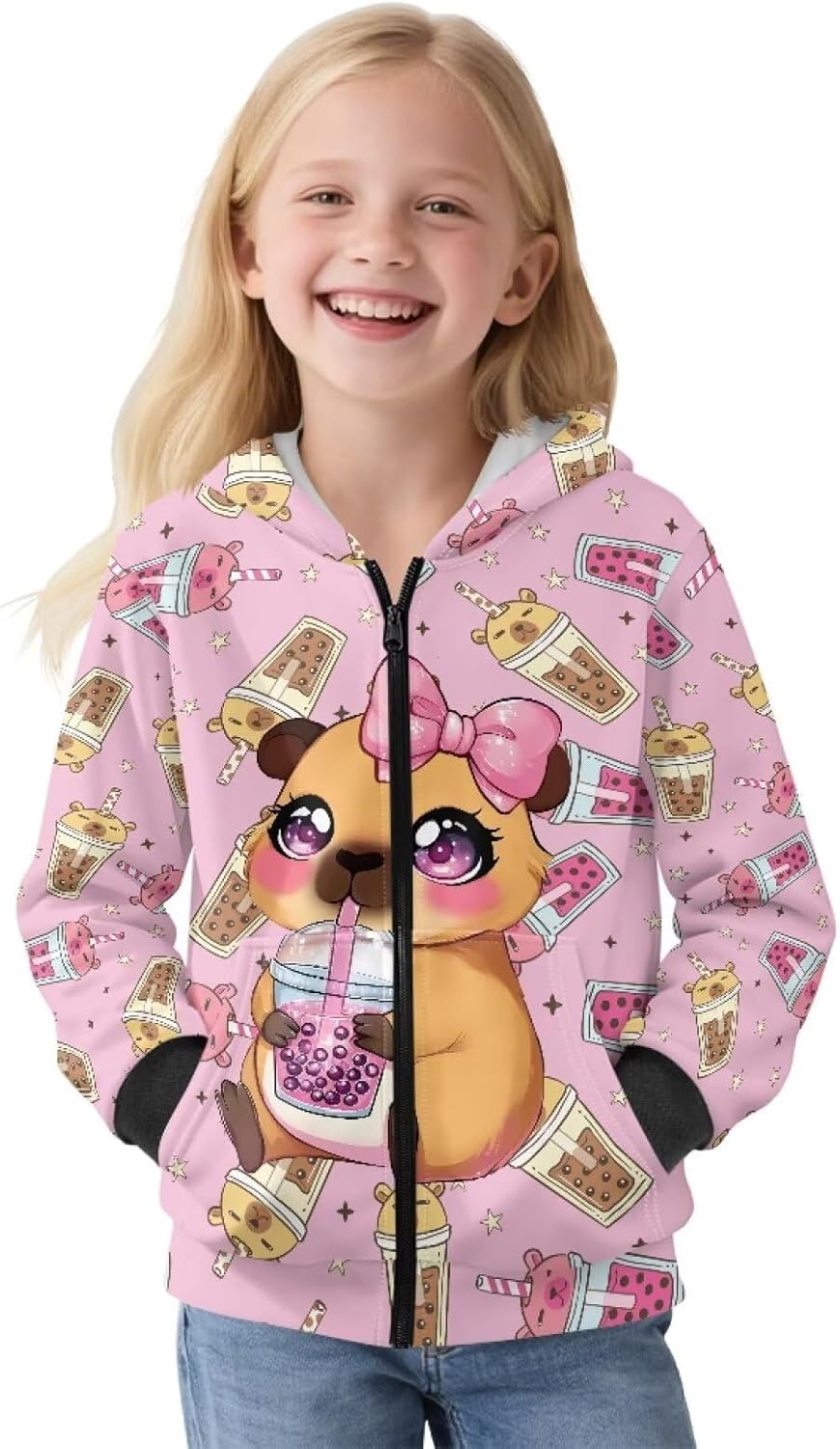 Girls Long Sleeve Zip Up Hoodies Kids 6-16 Years Old Fleece Hoodies