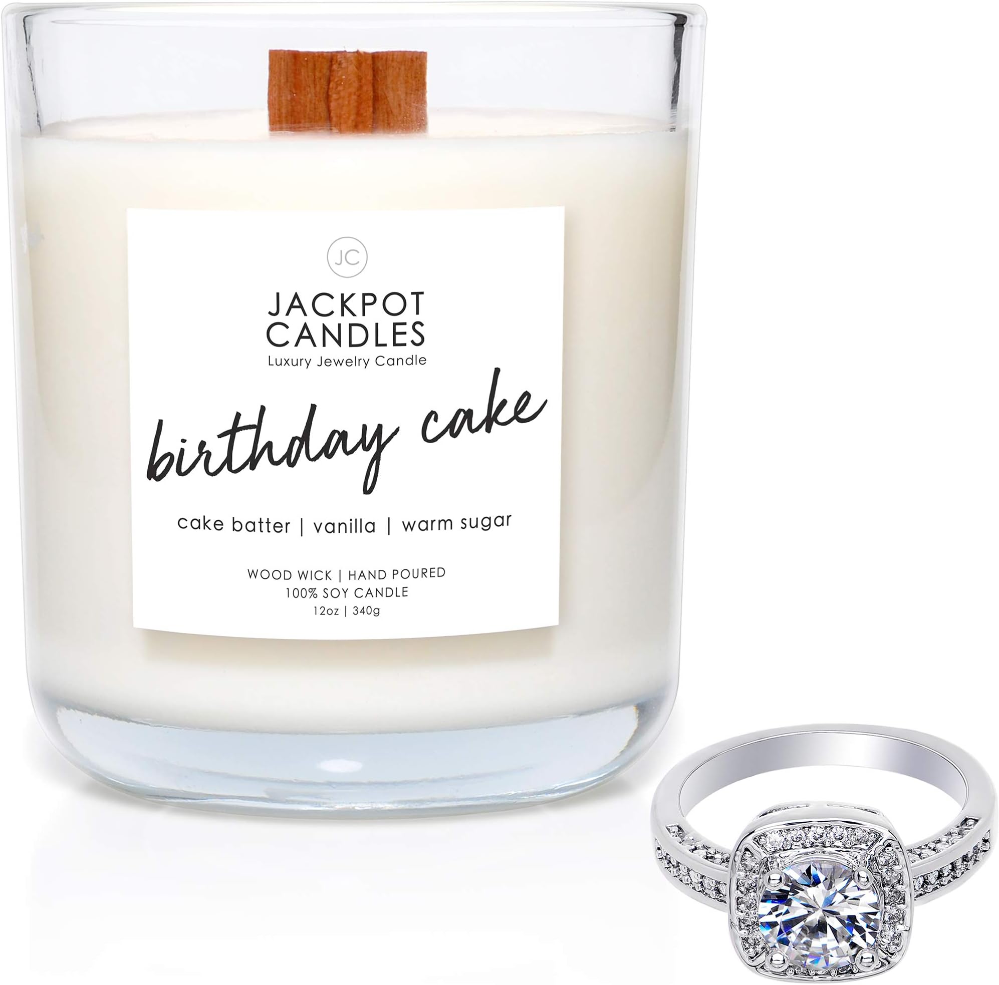 Birthday Cake Candle with Ring Inside (Surprise Jewelry Valued at $15 to $5,000) Ring Size 7