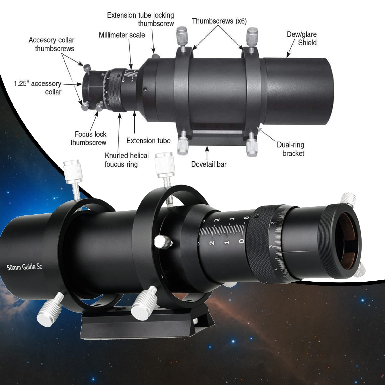 Svbony SV106 Zakres prowadzący 50mm F4 Współczynnik ogniskowy 190mm, długość ogniskowa, pełna powłoka, 50mm z centralnym ogniskowaniem