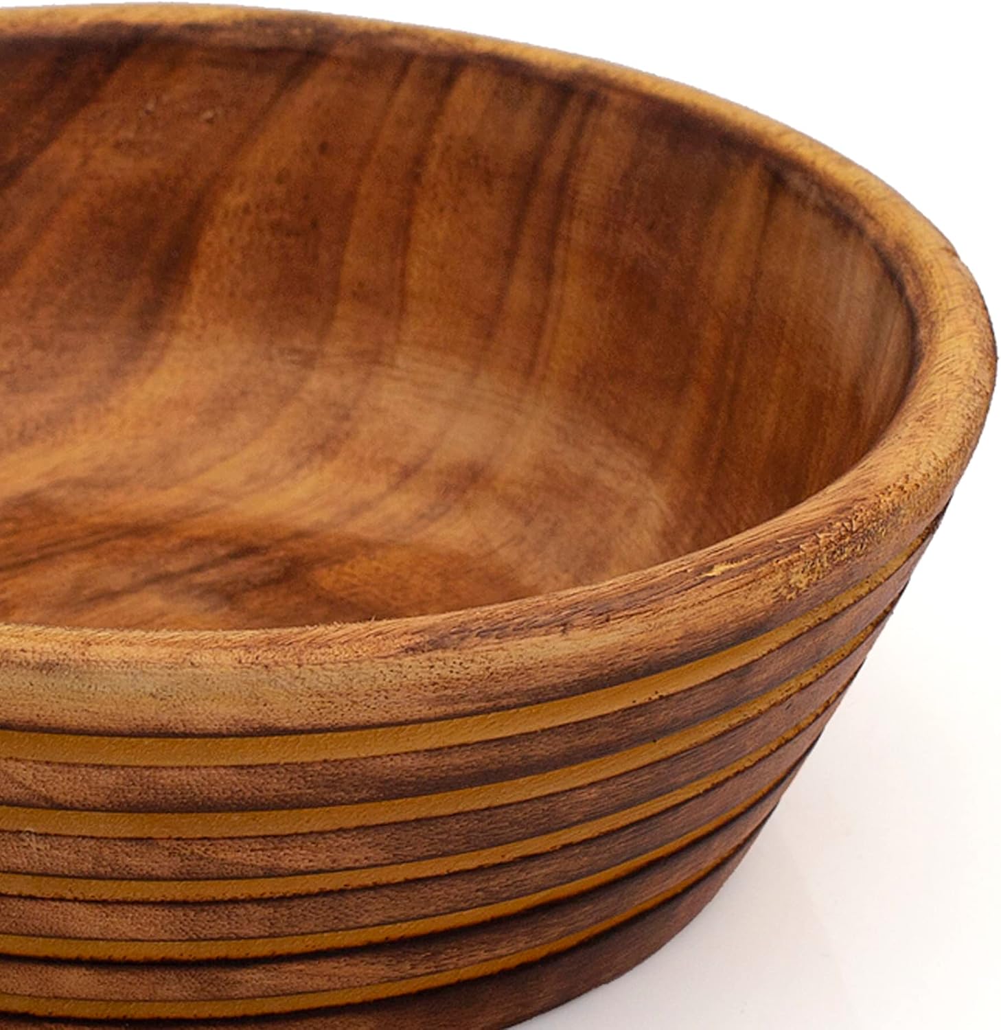Handmade Wooden Snack Serving & Key Bowl, Decorative Countertop, 6 x 2 Inch