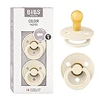 BIBS Pacifiers Colour Collection | Natural Rubber Baby Pacifier | Round Nipple | Set of 2 BPA-Free Soothers | Made in Denmark | 0+ Months (Pack of 2) | Ivory