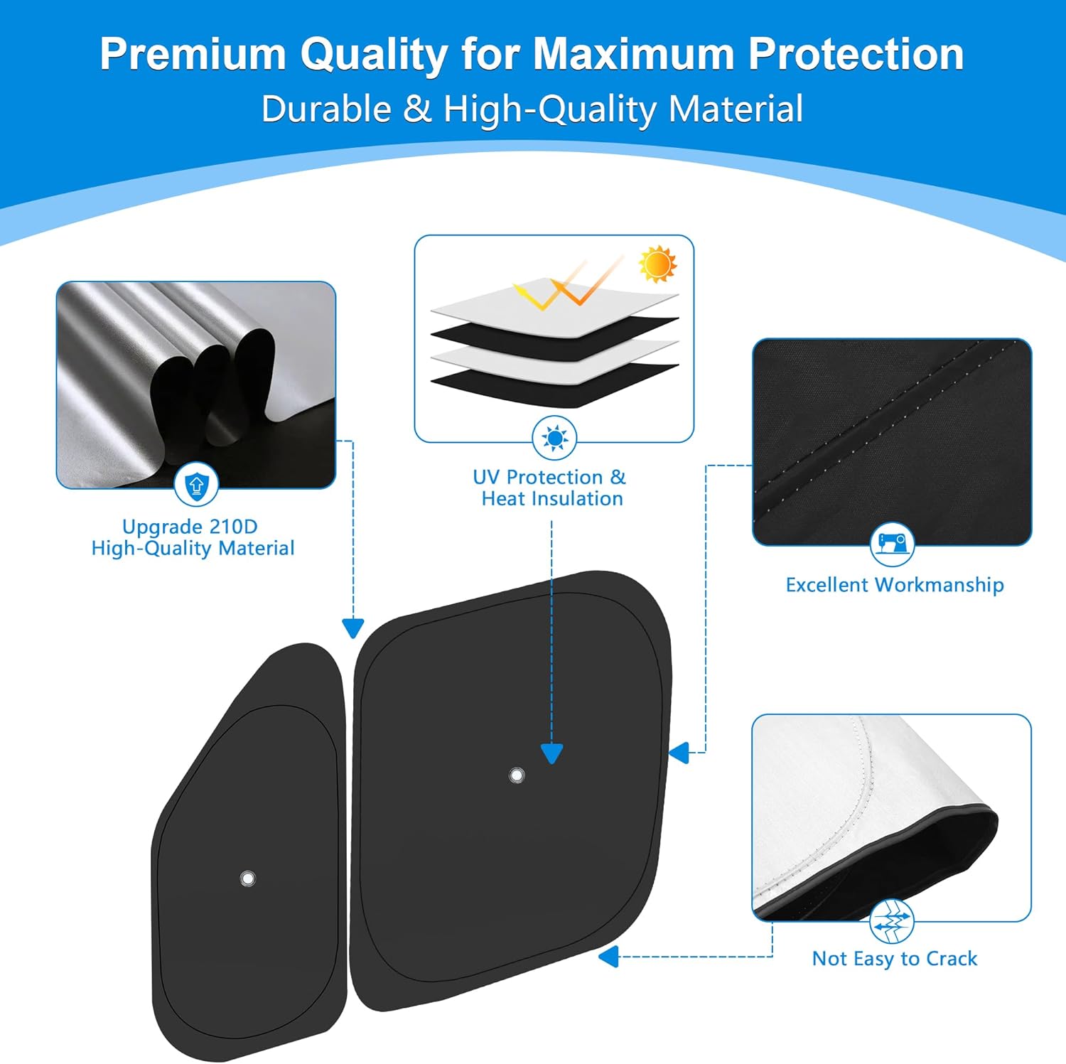 Front Side Window Sun Shade for 2014-2025 Dodge RAM ProMaster Full Size Cargo Van, Foldable Window Sunshade Sun Visor Protector, Side Window Shades Sun Shield Blocks UV Rays Heat, Pack of 4