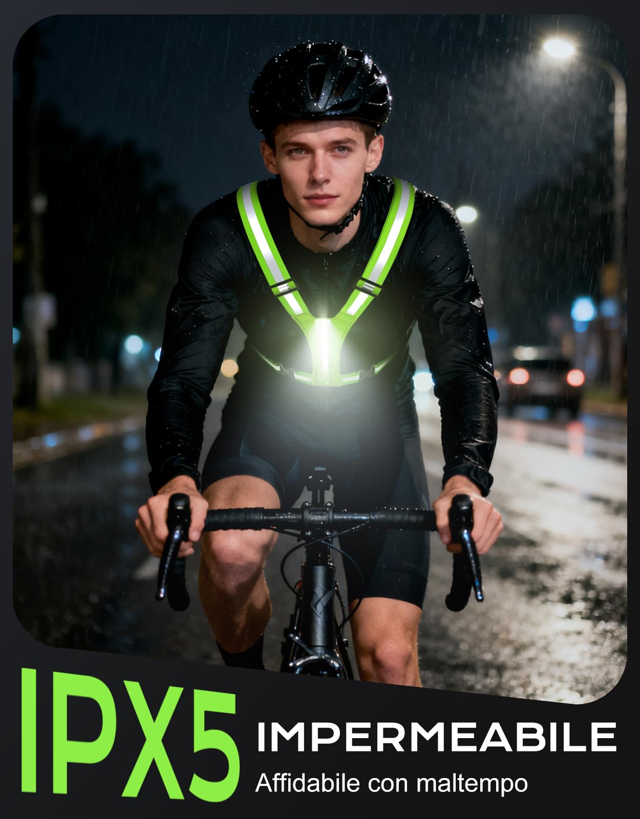 Glangeh Luce Running LED Alta Visibilità 360° Impermeabile Regolabile Torcia Frontale Bretelle Catarifrangenti per Corsa