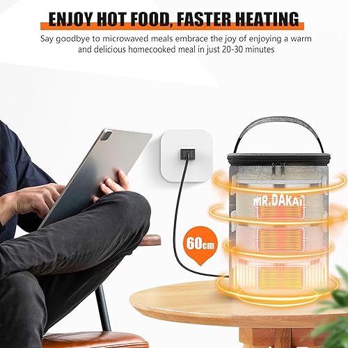 Miniatura 3 de Mr.Dakai New Concept Set - Fiambrera eléctrica para adultos, hombres, mujeres y niños, lonchera Bento