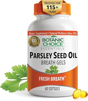 Botanic Choice Parsley Seed Oil 60 Softgels Fresh Breath Odor Neutralizer | Herbal Internal Deodorizer That Targets Odors from Garlic, Onions and Pungent Foods for All-Day Freshness