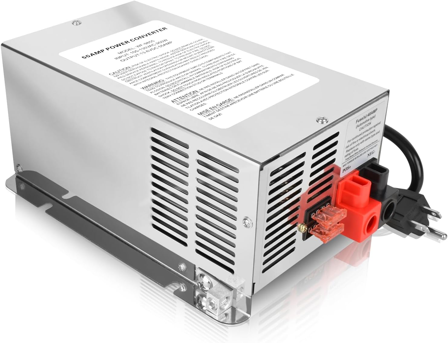 Upgrade WF-9855 55 Amp RV Power Converter Replacement for WF-9855-AD, WF-9855-AD-CB & 9800 Series, 55 Amp RV Converter for Lead Acid & Lithium Batteries, Camper Power Converter