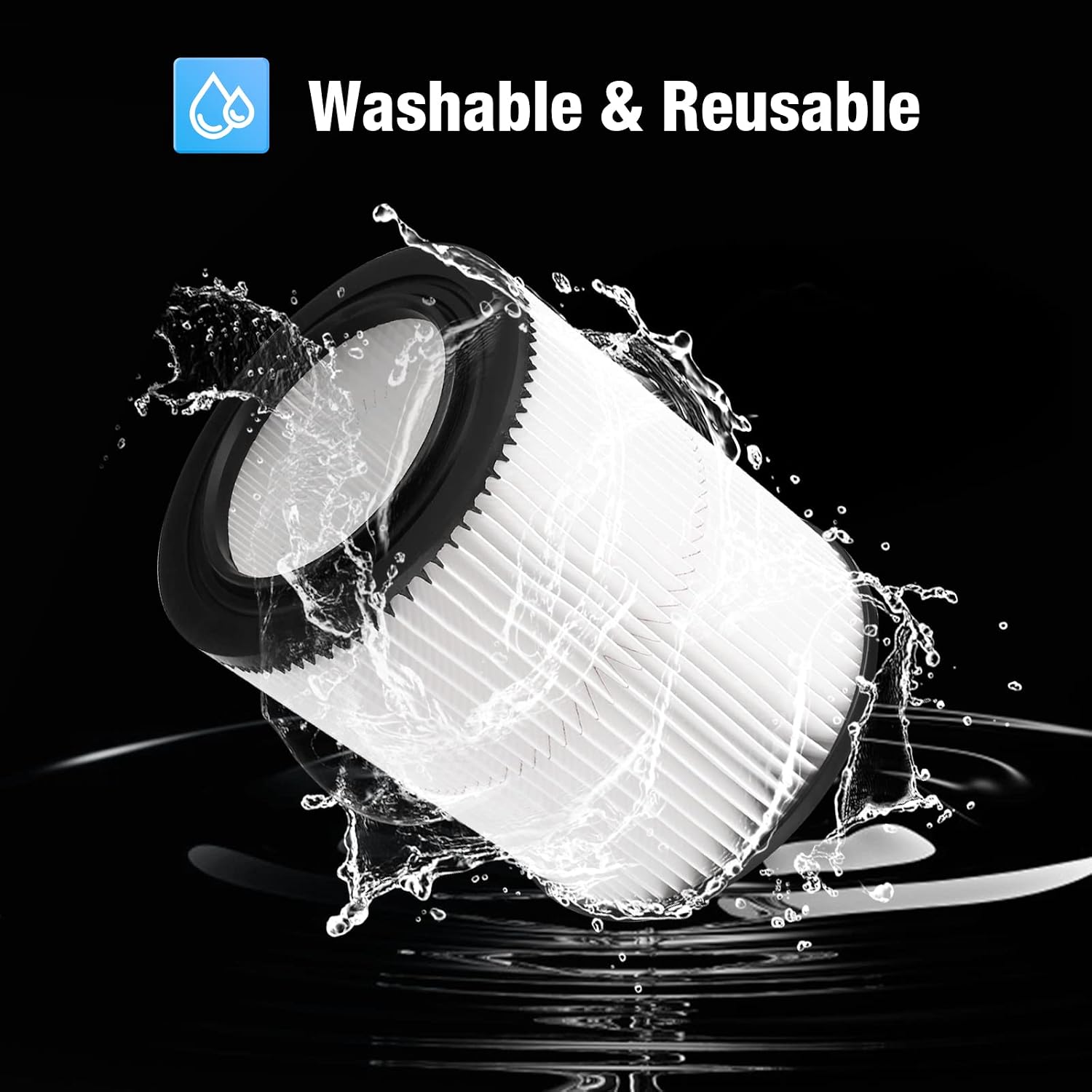 Housmile Filter for Craftsman Shop Vac Filter,Compatible with Rigid Shop Vacuum Filter 17816 Washable and Reusable Replacement Vac Filter for 5/6/8/12/16/32 Gallon Larger Vacuum Cleaner Attachment