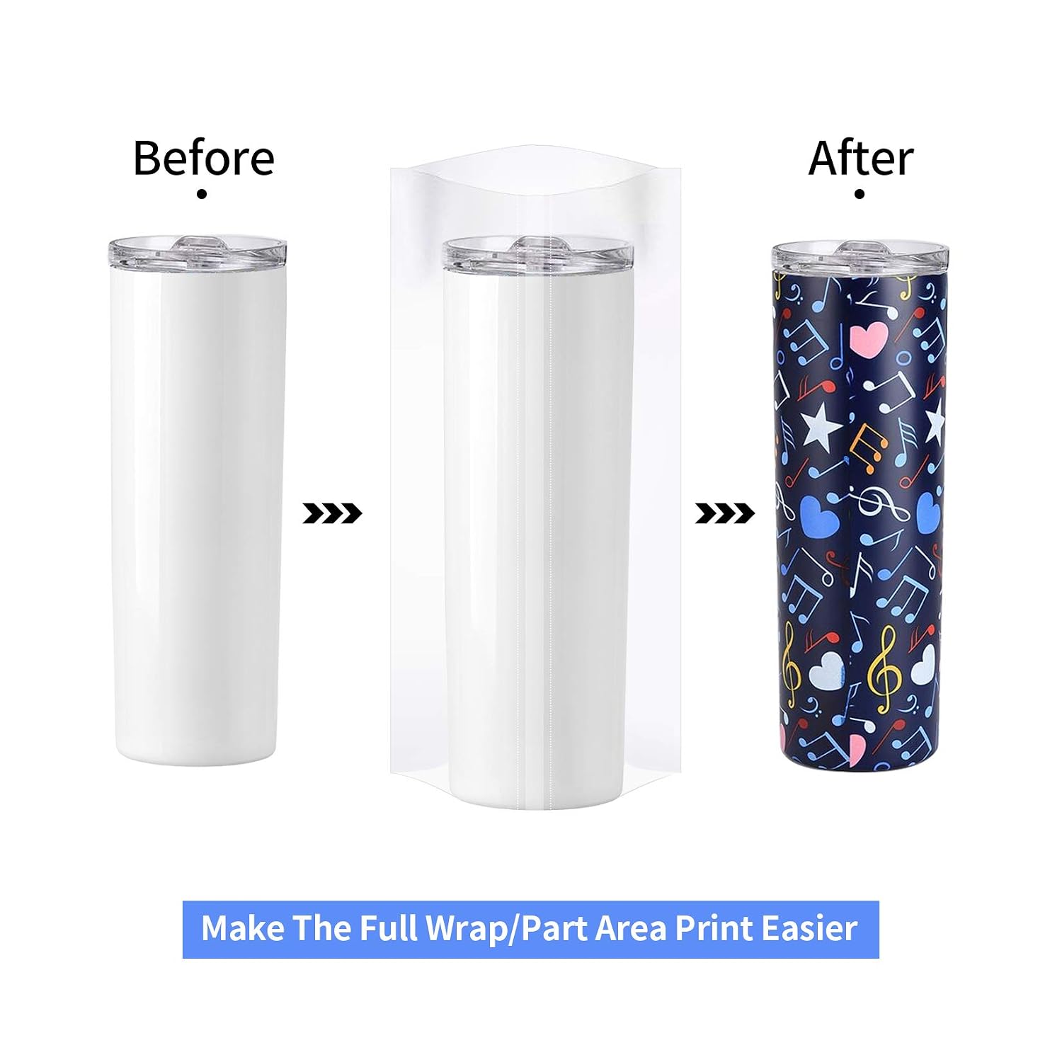 5x10 Inch Sublimation Shrink Wrap Sleeves, Clear Sublimation Shrink Wrap for Tumblers, Mugs, Cups and More, 60 Pcs Sublimation Shrink Film
