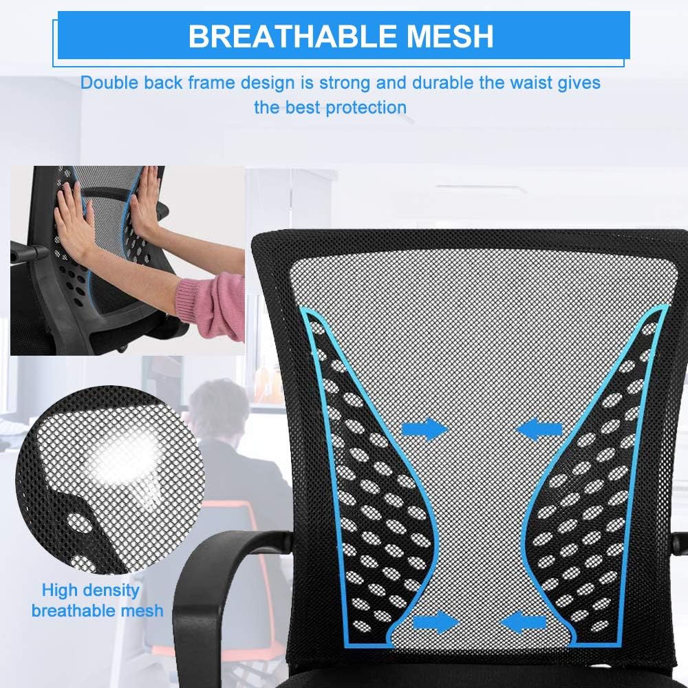 Drafting Chair Tall Office Chair Ergonomic Desk Chair Massage Mid Back Mesh Computer Executive Chair with Lumbar Support & Foot Ring Height Adjustable Rolling Swivel Drafting Stool for Standing Desk