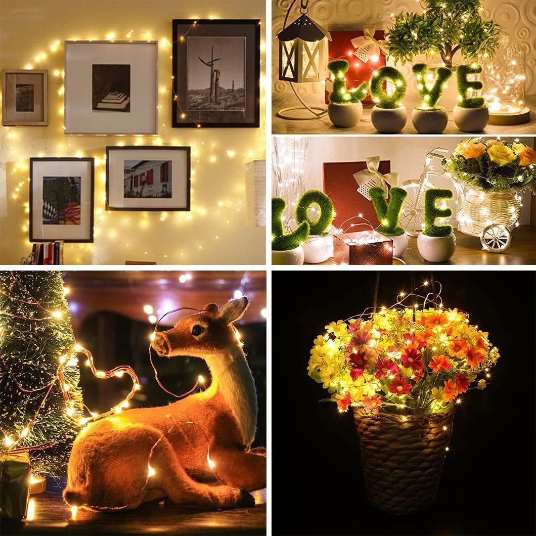 12 Pack Fairy Lights Battery Operated String Lights，7FT 20LED Waterproof Silver Wire Christmas Lights Outdoor,Firefly Mini Lights for Bedroom Party Birthday Wedding Indoor Decorations.