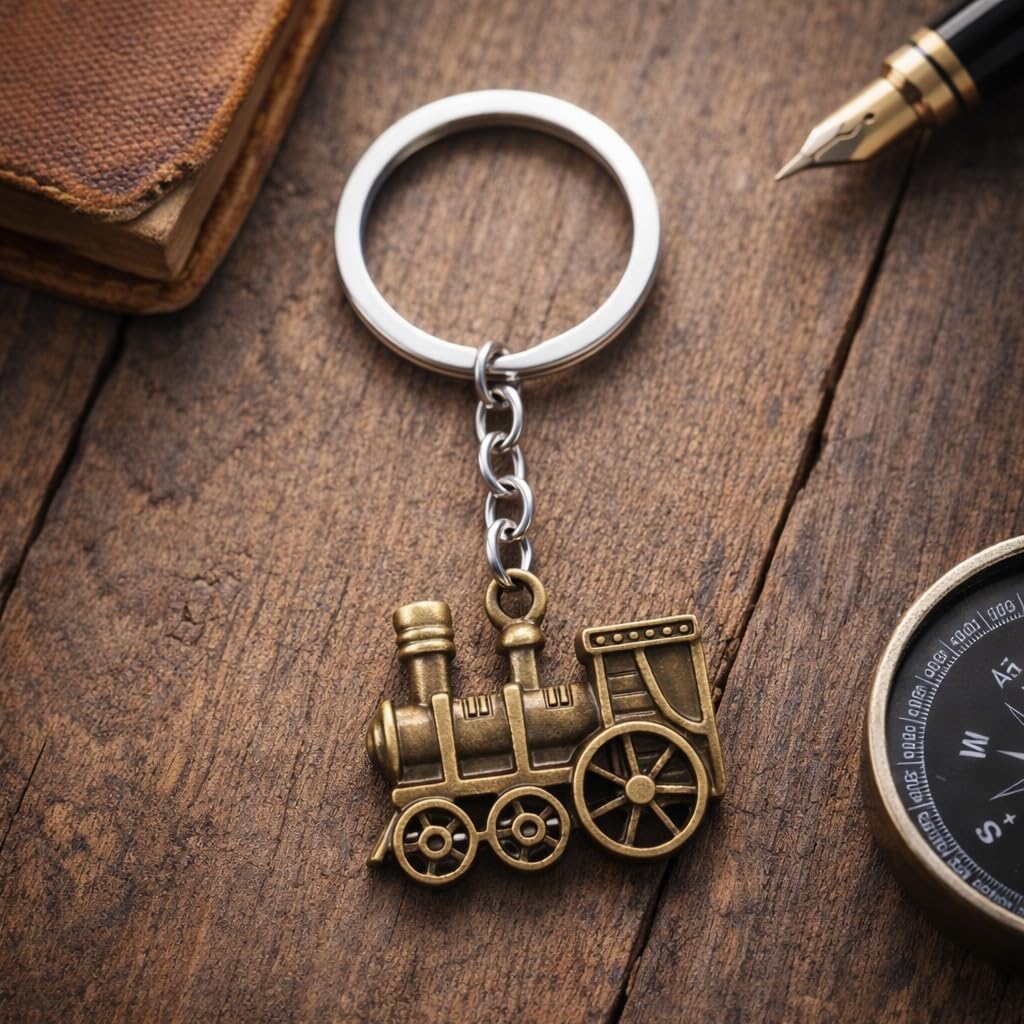 Steam Train Keychain – Trains Keychains Bag Charm for Women with Vintage Design, Cool Key Chains Car Keys Gifts for Parents, Teacher, Friends, Girls