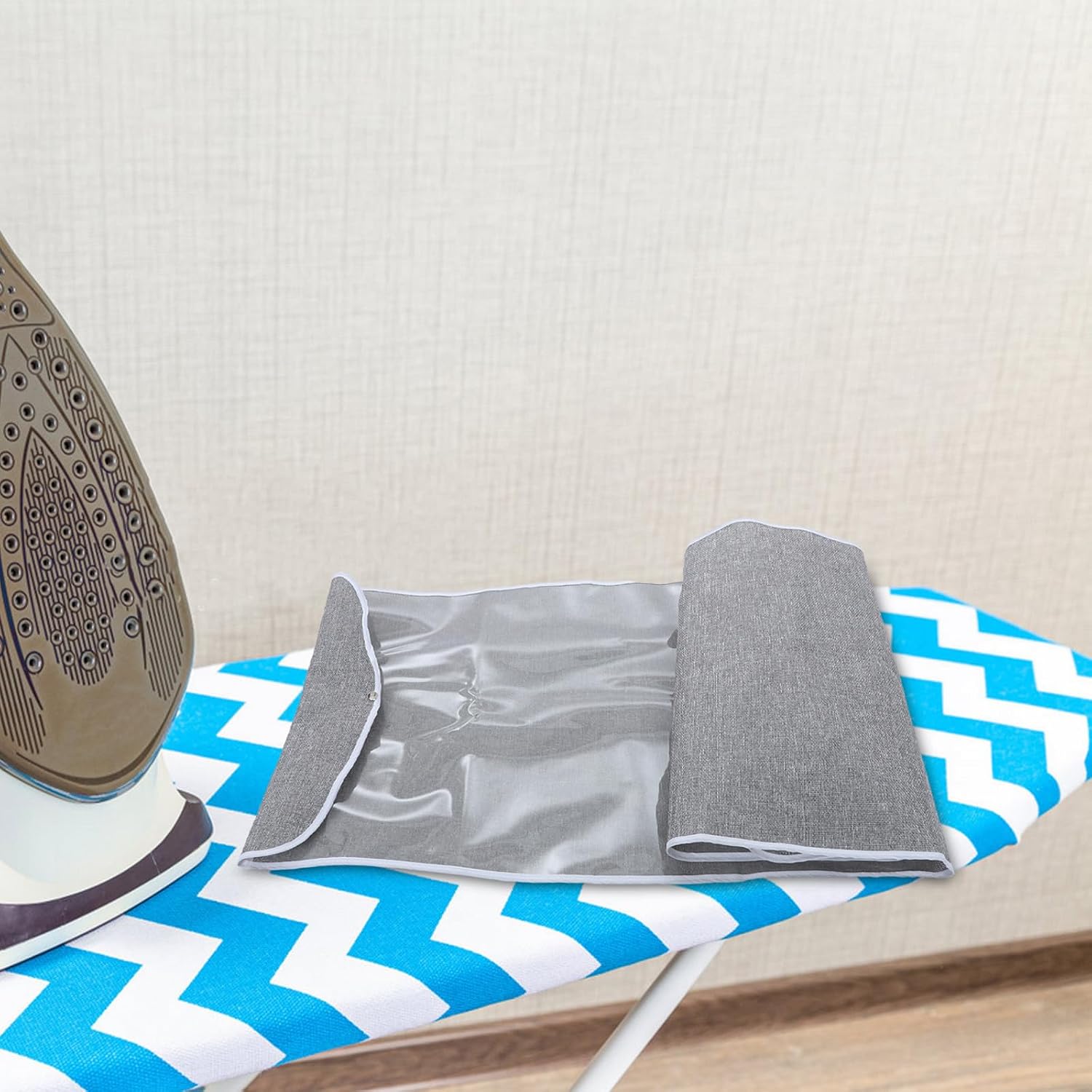SHOWERORO Ironing Board Foldable with Snap Fastener Closure Dust Cover Bag Cloth Protective Cover Easy Installation Grey for Ironing Boards Suitable for Drycleaning Shops and Closets