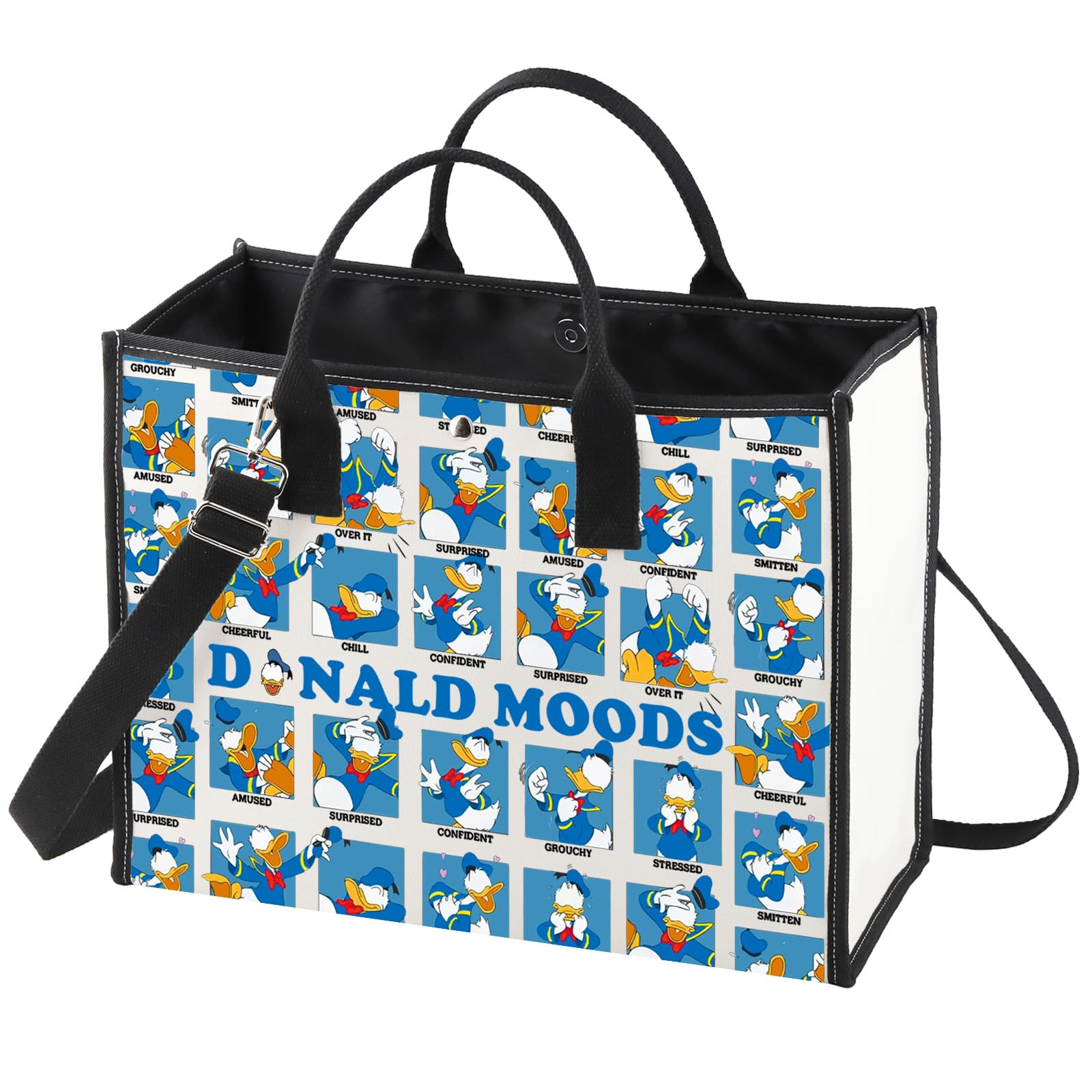 WZMPA Funny Donald Tote Bag Duck Lover Gift Donald Moods Reusable Grocery Bag Donald Merchandise