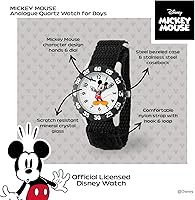 Vista 2 de Disney Mickey Mouse Reloj para niños con bisel de acero inoxidable, profesor de tiempo analógico, correa de nylon