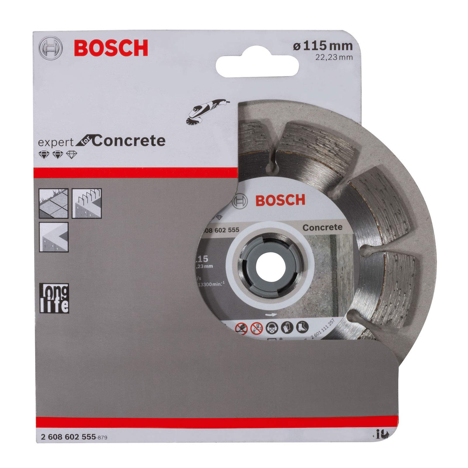 Bosch Accessories 2608602556 Disque à tronçonner diamanté expert for concrete 125 x 22,23 x 2,2 x 12 mm Gris
