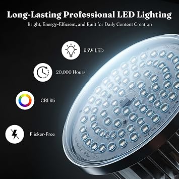 40x40cm Professional Softbox Lighting Kit - 95W LED Bulb (3000-7500K, E27) - Studio Light for Photography, Video Recording, Live Streaming, Portrait Shooting