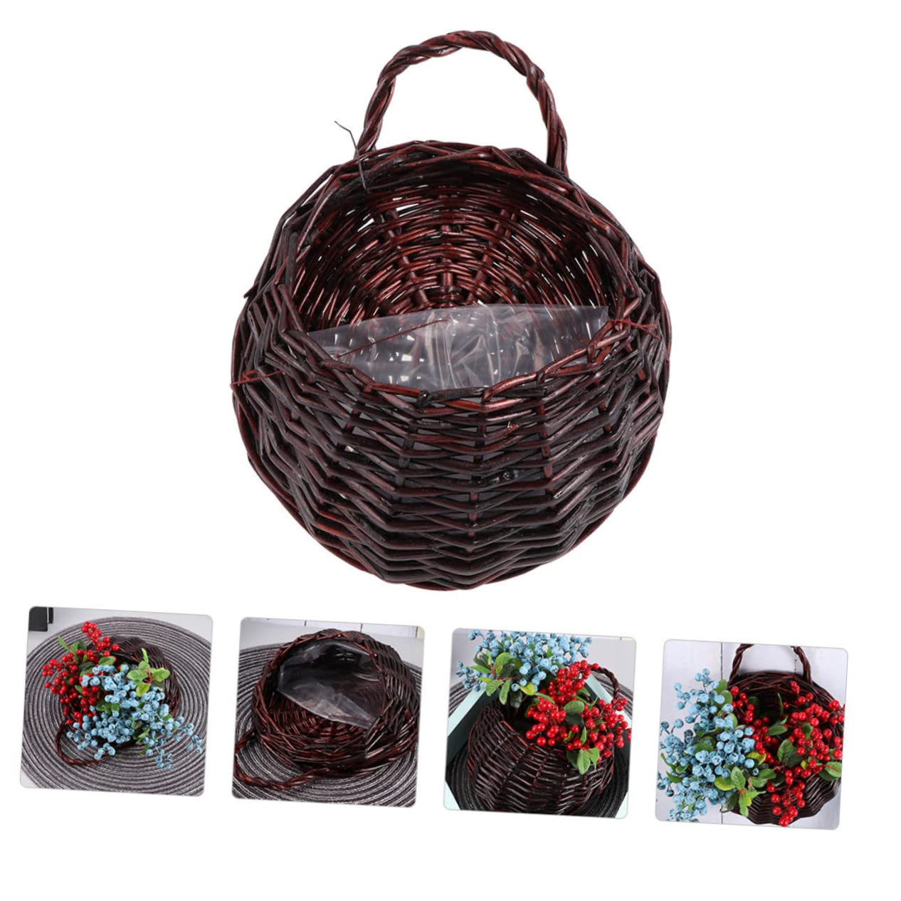 HEMOTON 2 Set Cesto Appeso A Pentola Di Fiore Di Rattan Parete Fioriere Cesto Di Vimini in Rattan Moderno Cesto Di Fiori in Vimini Cesto Succulento Sospeso Coffee 2 Pezzi*2