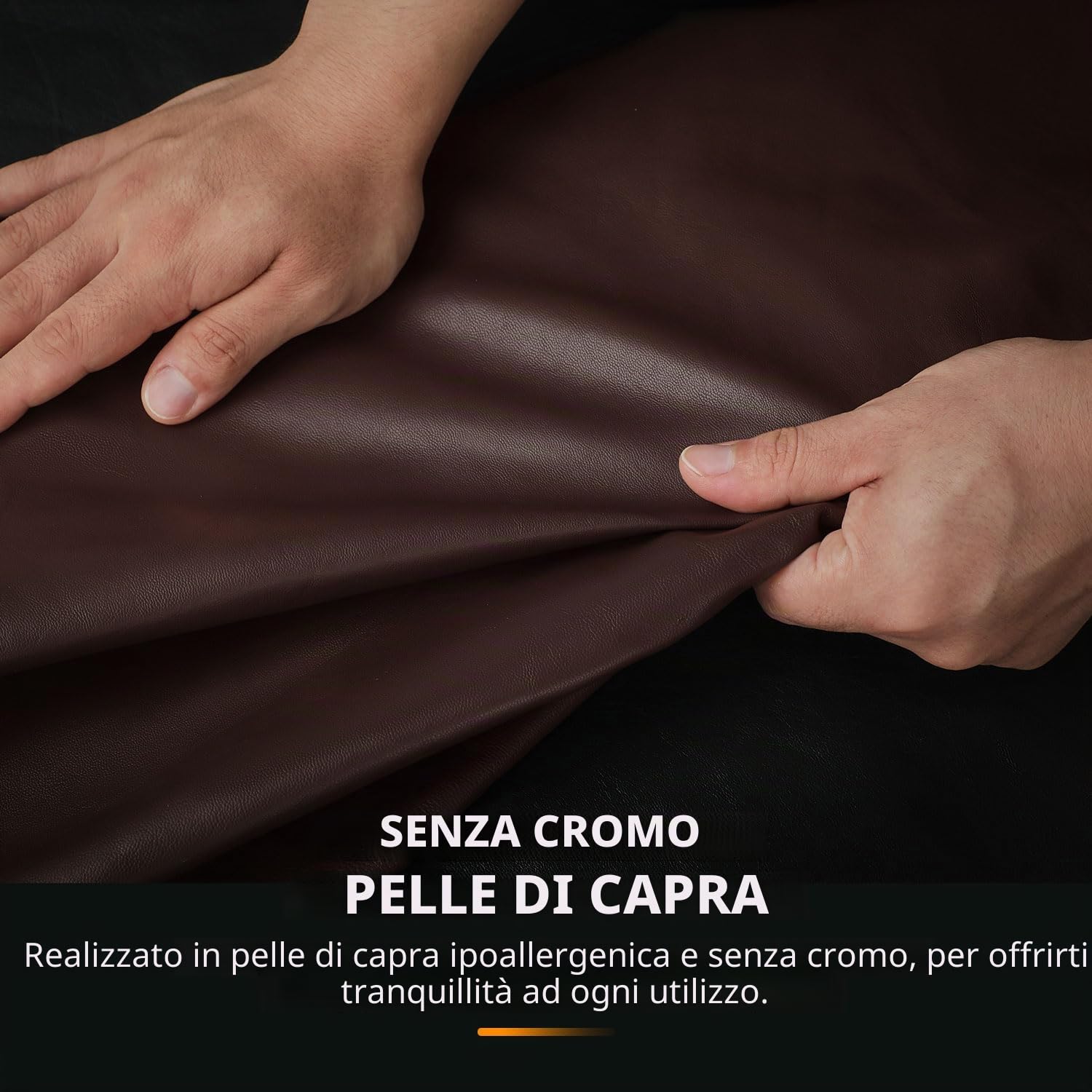 GSG SINCE 1998 Guanti Vera Pelle Senza Cromo Uomo, Invernali, Foderati in Cashmere, Touchscreen, Guanti Termici Moto, Marrone scuro L
